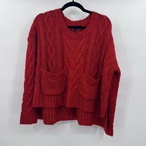 NWT Cecico Sweater Pullover Cable Knit Red Size L